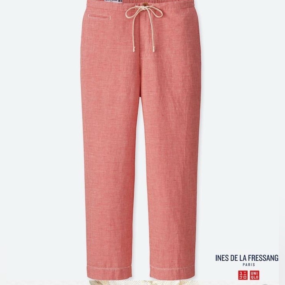Uniqlo Ines de la Fressange Red Cotton Linen Easy Pants Small